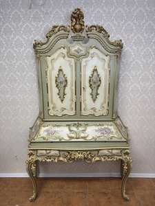 Ručně malovaný italský psací stůl s nástavcem