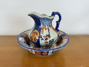 Barevný keramický džbán s mísou v orientálním stylu,  cena za ks