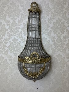 Mosazné nástěnné svítidlo se sklem, cena za ks