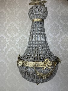 Závěsný lustr z mosazi a skla , cena za ks